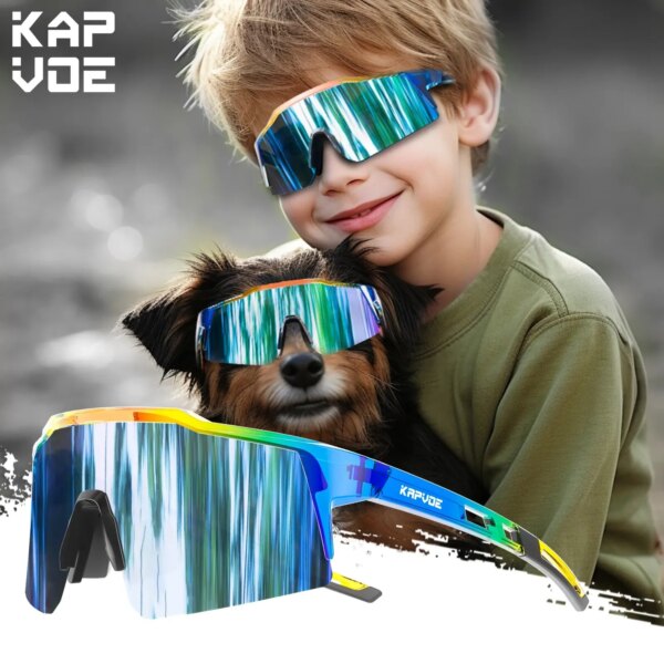 Kapvoe Gafas de sol de ciclismo adecuadas para niños de 5 a 17 años, gafas para niños y niñas, gafas de sol para exteriores, protección clásica para niños