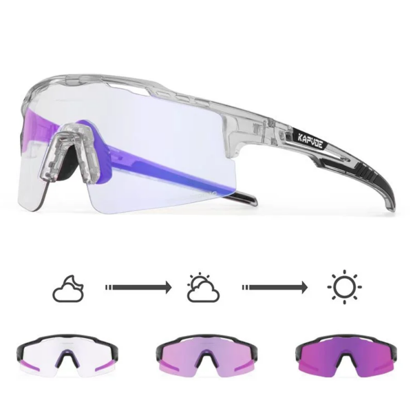 Kapvoe, gafas fotocromáticas moradas para ciclismo, gafas deportivas para hombre, gafas para bicicleta, gafas para mujer para exteriores UV400, gafas para bicicleta