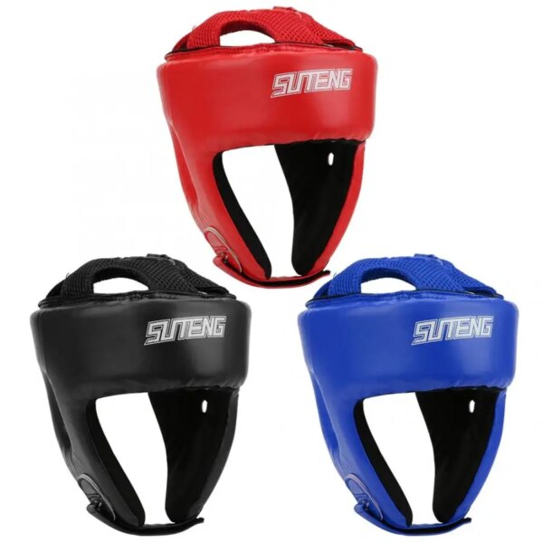 Casco de Kick Boxing de cuero PU para hombres y mujeres protector de cabeza de Karate MMA Sanda Kickboxing casco de protección para la cabeza de entrenamiento de lucha