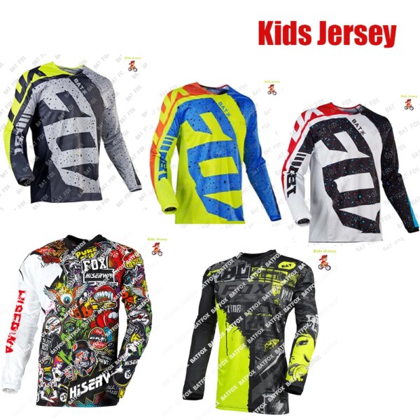 Camiseta de carreras todoterreno para niños, Jersey para descensos BATFOX, Jersey de bicicleta MTB, camiseta de Motocross para niños, ropa de motocross DH MX para niños