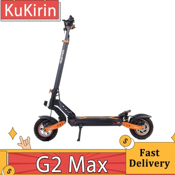 KuKirin-patinete eléctrico G2 Max, neumáticos todoterreno de 10 pulgadas, Motor de 1000W, velocidad máxima de 55Km/h, batería de 48V, 20Ah, alcance de 80km, carga máxima de 120KG