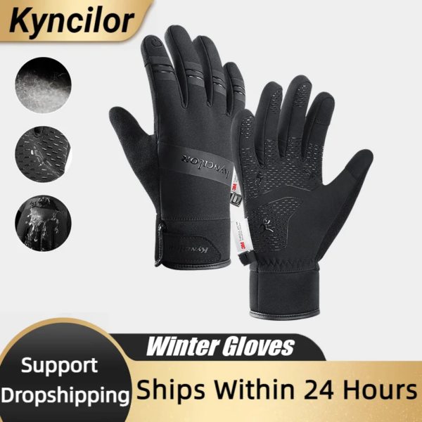 Kyncilor-guantes de ciclismo para invierno, guantes de moto con pantalla táctil, para exteriores, a prueba de viento, para montar en esquí, guantes cálidos para bicicleta