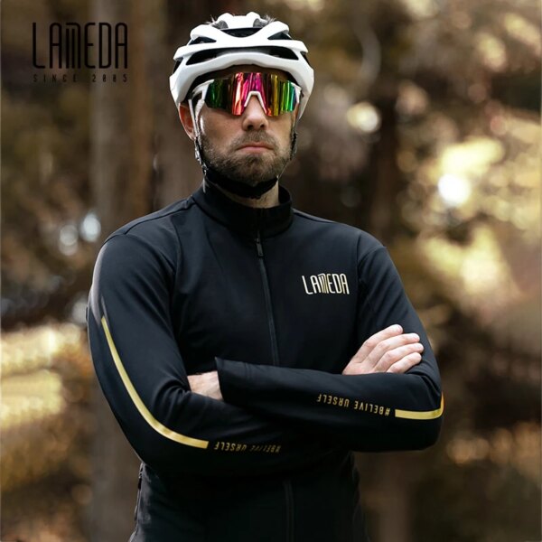 LAMEDA chaqueta de ciclismo Otoño Invierno a prueba de viento para hombre térmico cálido de manga larga MTB ropa de bicicleta de carretera Jersey equipo de bicicleta