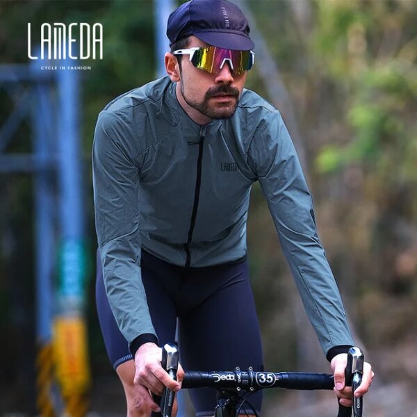 LAMEDA-Camiseta de ciclismo para hombre y mujer, cortavientos, ropa a prueba de viento, abrigo de manga larga con bolsillos, para primavera y otoño