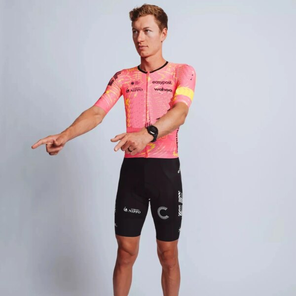 CORTE LASER 2024 NIPPO EASYSPORT rosa EQUIPO MANGA CORTA CICLISMO JERSEY VERANO CICLISMO ROPA CICLISMO + BIB SHORTS