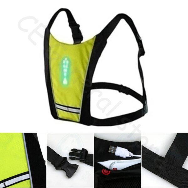 Chaleco de ciclismo inalámbrico con indicador LED, señal de giro de seguridad, Control remoto, chaleco de advertencia reflectante, mochila para deportes al aire libre