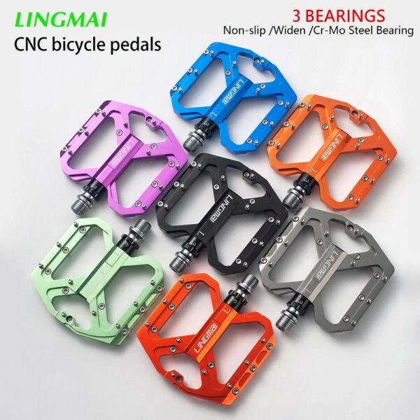 LINGMAI Pedal de bicicleta ultraligero 3 rodamientos pedales de ciclismo antideslizantes de aleación BMX MTB bicicleta de carretera rodamiento sellado Pedal de bicicleta