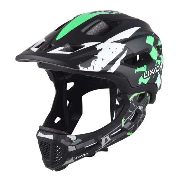 LIXADA Casco de Ciclismo para niños Casco de Cara Completa Desmontable Casco de Ciclismo Ajustable para niños Ciclismo Skateboarding