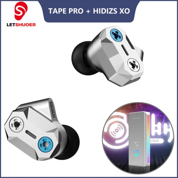 Letshuoer Tape Pro & Hidizs XO HiFi IEMs auriculares intrauditivos con cable monitores 3,5mm de un solo extremo 2,5mm Dongle equilibrado DAC Soft Dog