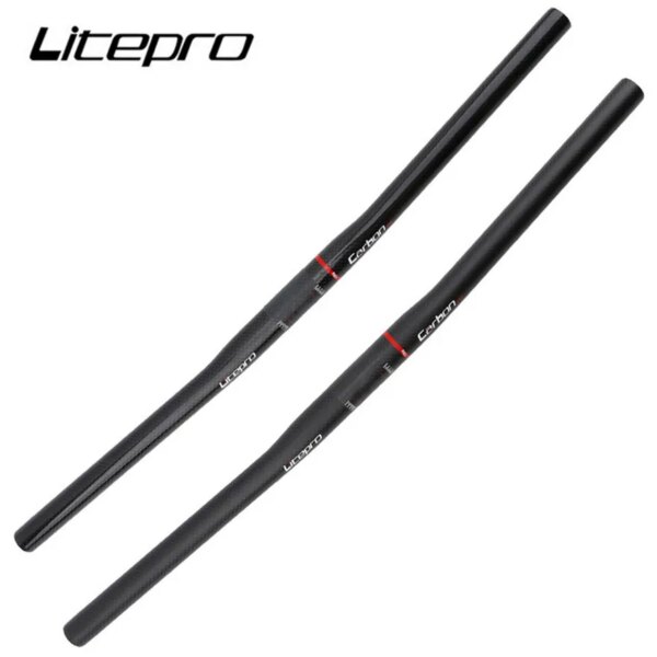 Litepro-Manillar recto completo para bicicleta plegable, barra de fibra de carbono de 25,4x540 y 580mm, manillar Horizontal