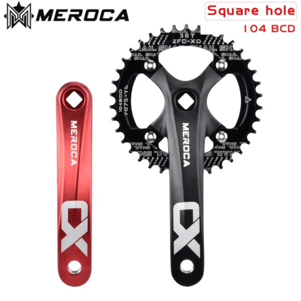 MEROCA CX-platos y bielas para bicicleta de montaña, con orificio cuadrado, aleación de aluminio 104BCD, IXF, 170mm, 32T/34T/36T/38T/40T/42