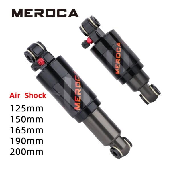 MEROCA Amortiguador de aire para bicicleta de montaña 125mm/150mm/165mm/190mm/200mm Scooter aleación MTB bicicleta plegable amortiguador trasero piezas de ciclismo