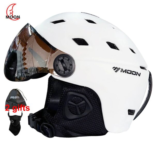 Gafas de sol MOON, casco de esquí moldeado integralmente de PC + EPS, casco de esquí de alta calidad, cascos deportivos para exteriores para adultos, esquí, Snowboard, monopatín