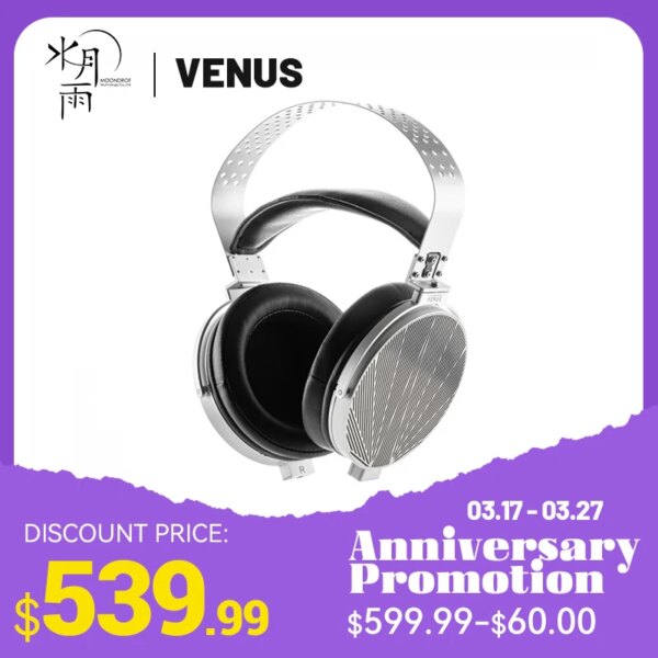 MOONDROP VENUS Auriculares emblemáticos planos de tamaño completo con cable intercambiable de 3,5 mm