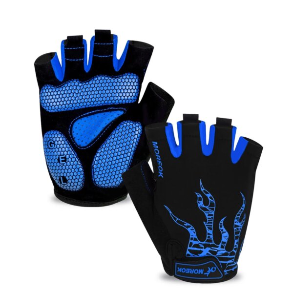 MOREOK Guantes de bicicleta con almohadillas SBR de 5 mm, guantes para bicicleta de montaña, guantes transpirables para bicicleta, guantes antideslizantes para ciclismo de carretera para hombres y mujeres