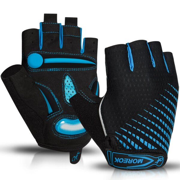 MOREOK Guantes de ciclismo, guantes de bicicleta transpirables, almohadillas de gel de 5 mm, guantes antideslizantes para bicicleta de montaña, guantes de ciclismo de carretera MTB para hombres y mujeres