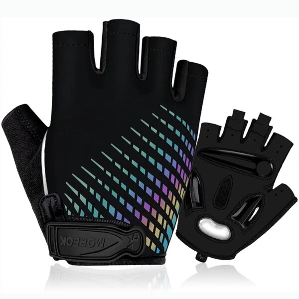 MOREOK Guantes de ciclismo medio dedo 5MM Gel guantes de bicicleta antideslizantes guantes de bicicleta a prueba de golpes al aire libre MTB guantes de ciclismo para hombres y mujeres