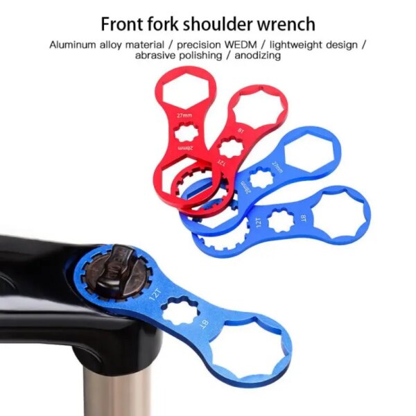 Llave de hombro para horquilla de bicicleta de montaña, herramientas de reparación de horquilla delantera para Suntour XCR XCT XCM RST 8/12T 27/28mm, herramienta de extracción de horquilla delantera