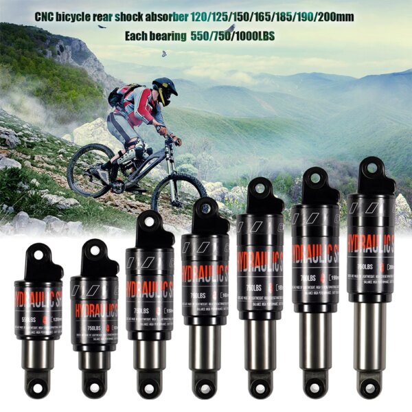 Amortiguador de bicicleta MTB con tornillo, bloqueo de choque trasero de aire para bicicleta de montaña, accesorio de pieza de ciclismo de 120/125/150/165/185/190/200mm