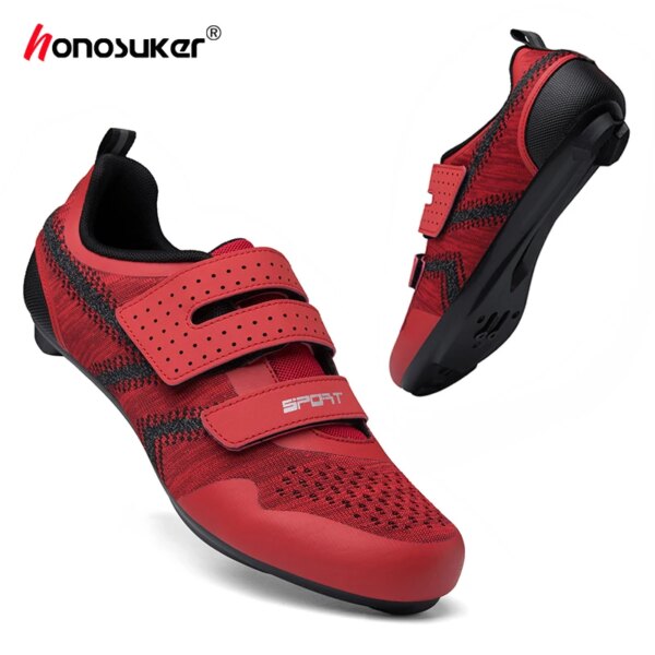 Zapatos de ciclismo MTB para hombre, botas transpirables con autosujeción para bicicleta de carretera, zapatillas de deporte de velocidad, tacos SPD SL para mujer, zapatos para bicicleta de montaña