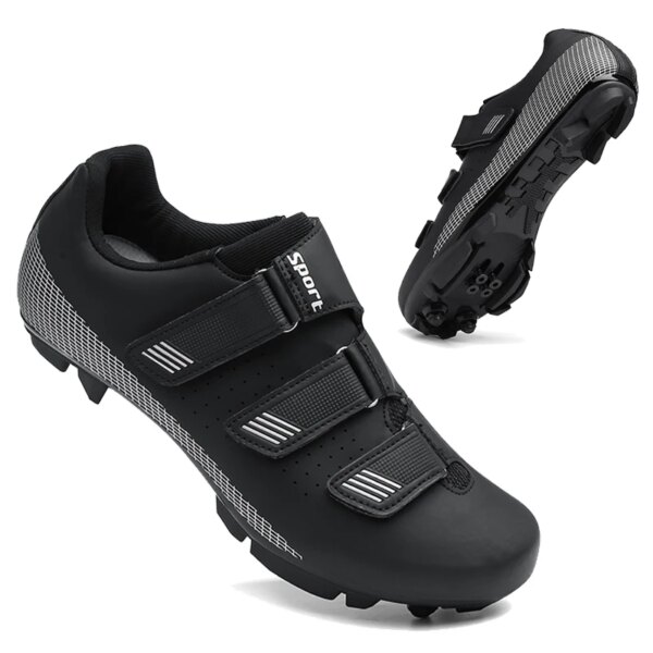 Zapatos de ciclismo MTB para hombre y mujer, zapatillas negras para bicicleta de montaña y carretera, zapatos transpirables para bicicleta de carreras, picos para ciclismo al aire libre para hombre