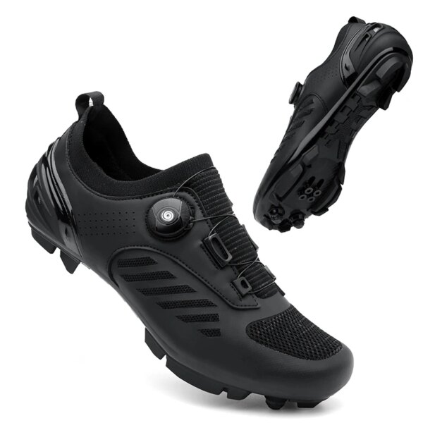 Zapatos de ciclismo MTB para hombre y mujer, zapatillas de ciclismo, zapatos de bicicleta de montaña y carretera, zapatillas deportivas antideslizantes para bicicleta todoterreno, zapatos de carreras planos negros