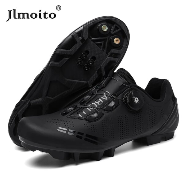 Zapatos MTB, zapatos de ciclismo para hombre, zapatillas de deporte para bicicleta de carretera, zapatos para bicicleta de carreras impermeables para mujer, tacos SPD negros, zapatos de velocidad sin bloqueo para hombre