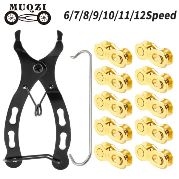 MUQZI-Kit de herramientas de reparación de cadenas de bicicleta, alicates de instalación para extracción de cadena de bicicleta de montaña y carretera, con 5 pares, 6, 7, 8, 9, 10, 11 y 12 velocidades