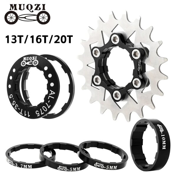 MUQZI-piñón de rueda libre para bicicleta de montaña, Kit de tensor de cadena dentada de marcha única, piezas de conversión de piñón de inercia