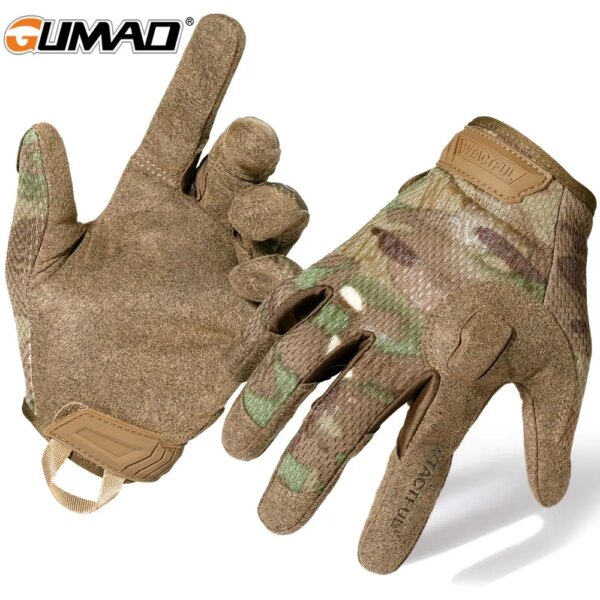 Guantes tácticos de camuflaje para hombre, guantes de dedo completo, Airsoft, militar, ciclismo deportivo, caza, senderismo, bicicleta, ciclismo, guantes de Paintball