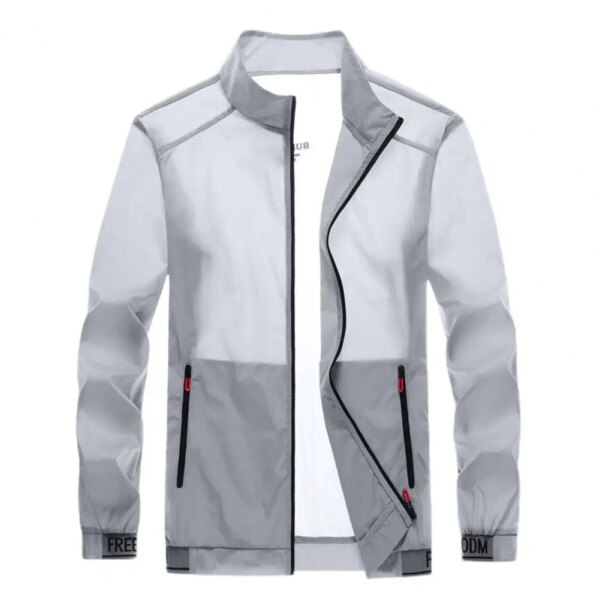 Chaquetas de ciclismo para hombre, abrigo de verano, cárdigan con dobladillo elástico, superficie lisa, bolsillos con cremallera, protección solar, chaqueta para exteriores, abrigo para acampar