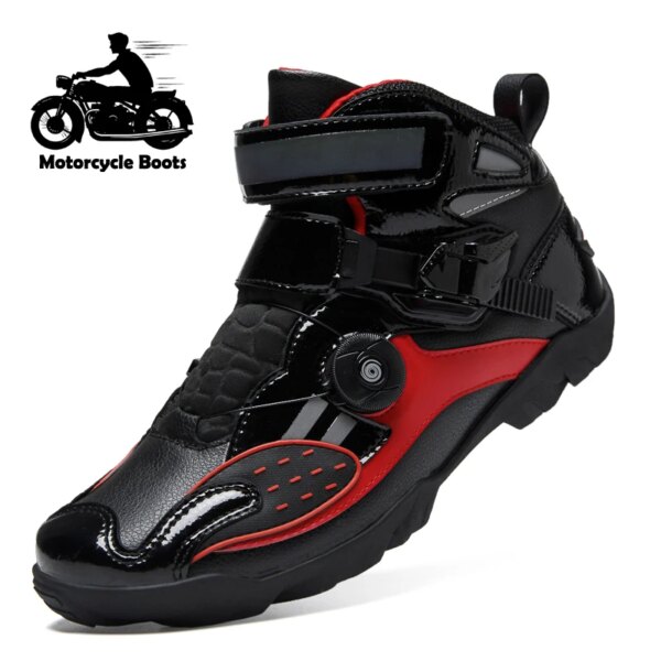 Botas de moto para hombre, botas de Motocross profesionales de alta velocidad, zapatos de ciclismo todoterreno, zapatillas de carreras de media pantorrilla, tobillo de seguridad