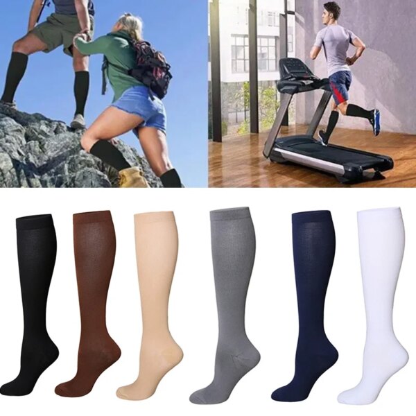 Calcetín de Color sólido para hombre, calcetines deportivos para ciclismo, calcetines de algodón hasta la rodilla, calcetines profesionales de secado rápido para fútbol, ​​senderismo, correr, calcetín largo