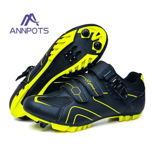 Zapatos de ciclismo de velocidad para hombre, zapatillas de deporte de carretera para mujer, zapatillas para bicicleta de montaña MTB, zapatos planos ultraligeros SPD con bloqueo automático para bicicleta