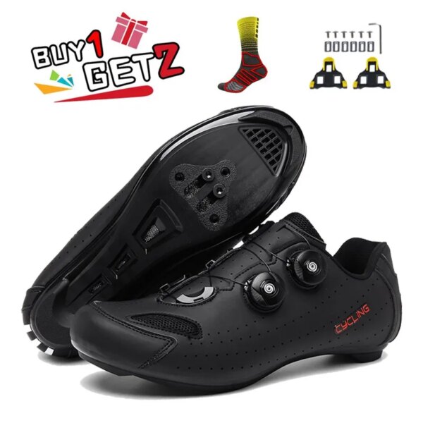 Zapatillas de ciclismo de velocidad para hombre, zapatos MTB con Pedal plano para ciclismo de montaña Spd, tacos para bicicleta de carretera, zapatillas para mujer con bloqueo automático