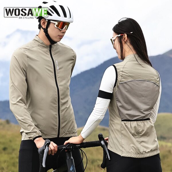 Chaqueta de Ciclismo ultraligera para hombre, cortavientos, tela de malla transpirable trasera, ropa para correr y Ciclismo a prueba de viento para mujer