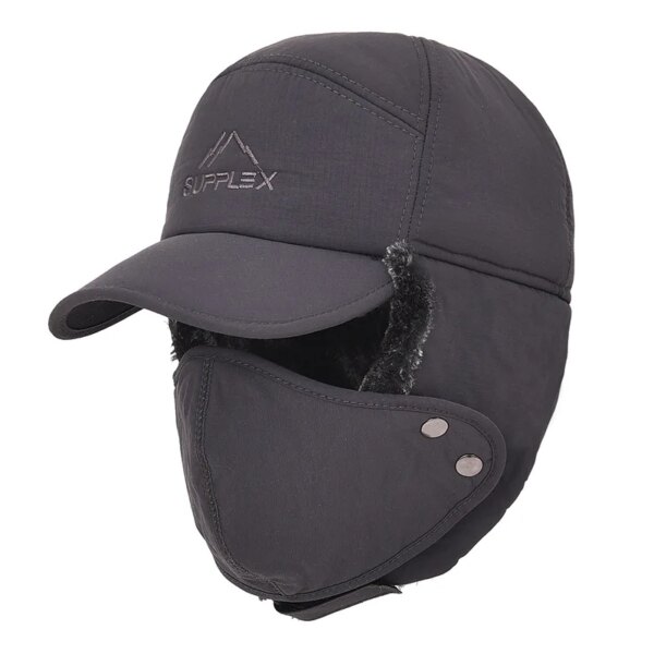 Gorros térmicos de invierno para hombre y mujer, gorros de bombardero de piel sintética con solapa para la oreja, cubierta para la cara y la boca, a prueba de viento, para ciclismo y esquí, gorros deportivos gruesos