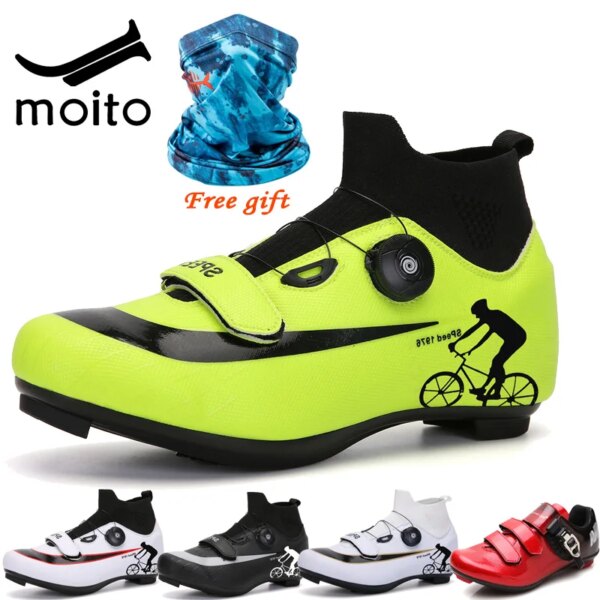 Zapatos de Ciclismo MTB de alta calidad para hombre, zapatillas de deporte para bicicleta de carretera de invierno, zapato de Ciclismo profesional para mujer con autosujeción, talla 47