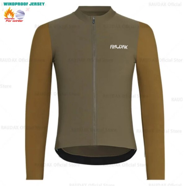 Raudax-Camisetas de Ciclismo de lana para Hombre, abrigo de manga larga para invierno, chaquetas para bicicleta de montaña, Ropa de Ciclismo, 2024