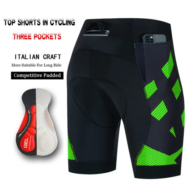 Pantalones cortos de ciclismo profesional para hombre, peto deportivo con 3 bolsillos, pantalones de bicicleta, Culotte de Gel, Maillot de Lycra, equipo profesional corto