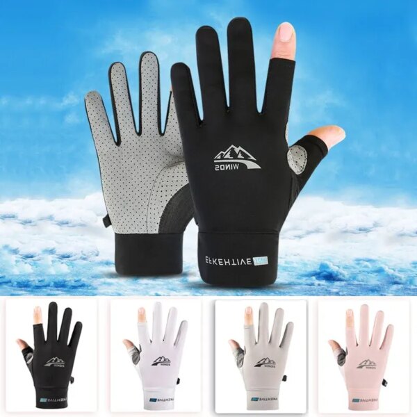 Guantes de seda de hielo para hombre y mujer, transpirables y de secado rápido en verano, guantes de ciclismo al aire libre, guantes antideslizantes con protección solar