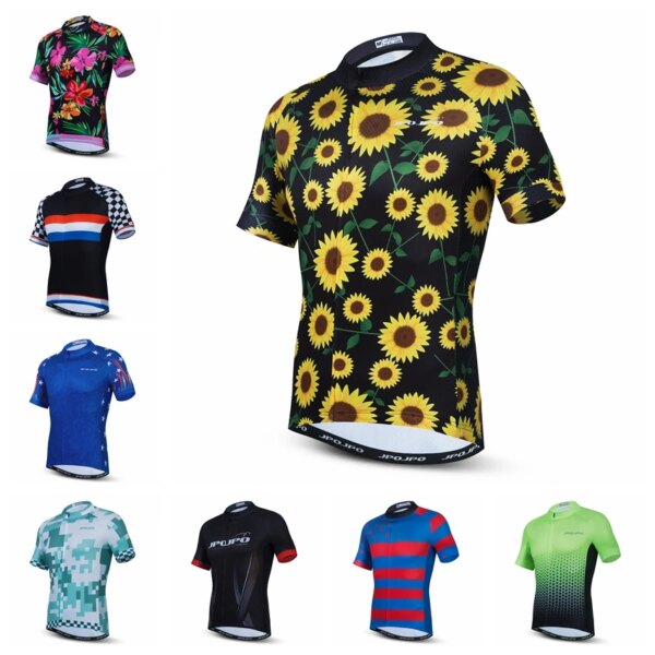 Camisetas de Ciclismo de manga corta para Hombre, Ropa de bicicleta con flores, camisas MTB, Ropa de bicicleta de secado rápido, Ropa de Ciclismo para Hombre, girasol