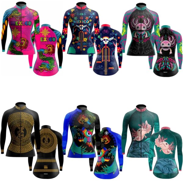 Jersey de Ciclismo de manga larga para Mujer de México, ropa fina o polar para Ciclismo de montaña, Maillot de Ciclismo para Mujer