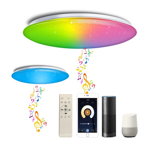 Luces de techo LED inteligentes con Wifi, modernas, con Altavoz Bluetooth, compatibles con Alexa, Google Home, dormitorio y sala de estar para niños y niñas