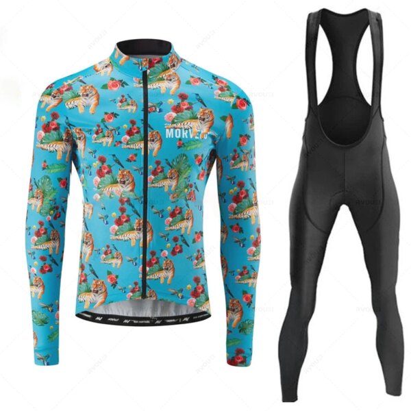 Morvelo-Conjunto de Jersey de Ciclismo para hombre, ropa para bicicleta de carretera, camiseta de Ciclismo de manga larga, uniforme de bicicleta de montaña, pantalones con pechera, otoño 2023