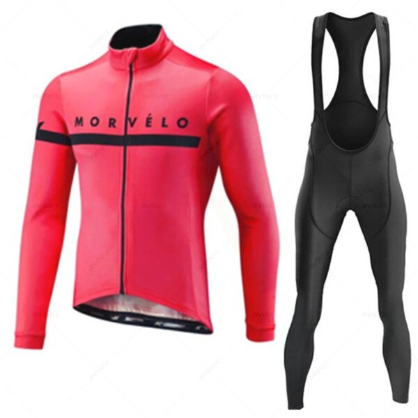 Morvelo-Conjunto de ciclismo profesional para otoño, Jersey de manga larga, Maillot de montaña, ropa deportiva para montar en bicicleta de carretera, pantalones con pechera, uniforme para bicicleta