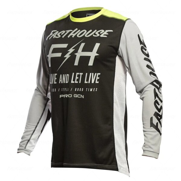 Moto bicicleta Jersey manga ciclismo Enduro Mtb Camiseta cuesta abajo Camiseta Motocross Mx ropa para bicicleta de montaña FASTHOUSE MTB