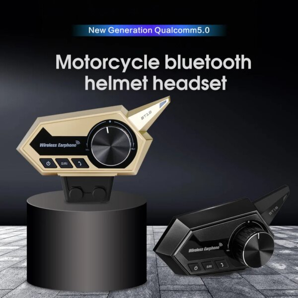 Auriculares inalámbricos para casco de motocicleta BT18, resistentes al agua IP67, Kit de llamadas manos libres de 2500 mAH, auriculares estéreo antiinterferencias para ciclismo