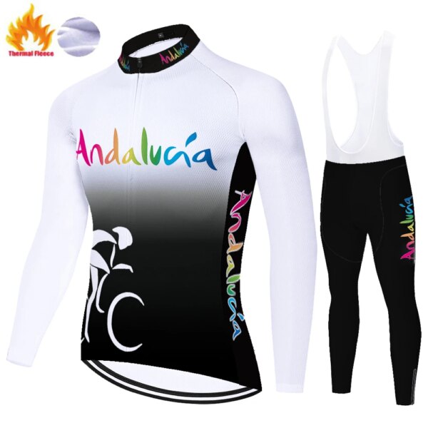 Nueva Andalucía invierno polar térmico tricota ciclismo hombre ropa de bicicleta jersey de manga larga tenue cyclisme homme hiver