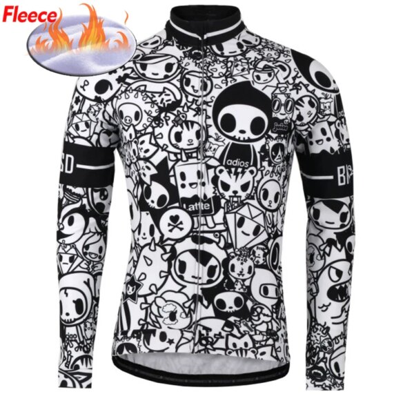 Nueva camiseta térmica de lana para ciclismo de invierno, ropa negra de manga larga para bicicleta, ropa fina de elección arbitraria personalizable